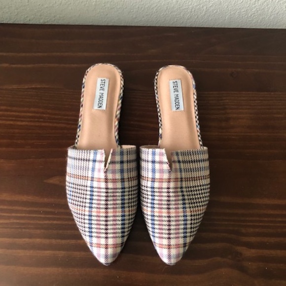 Steve Madden Ally Plaid flat slip on Mules sz 10 medium - Picture 3 of 9